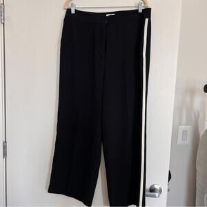 Jason Wu Black Wide Leg Pants with White Stripe